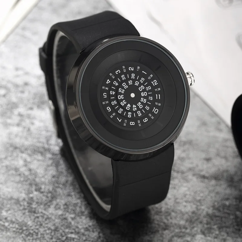 Уникальные Поворотные Часы Paidu черные кварцевые наручные часы с кожаным ремешком