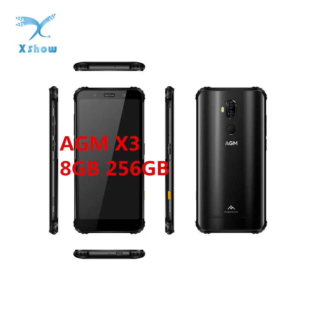 Смартфон AGM X3 IP68 8GB 256GB Snapdragon 845 5,9" NFC 12MP+ 24MP двойная задняя камера 20MP фронтальная камера отпечаток пальца LTE мобильный телефон - Цвет: Black
