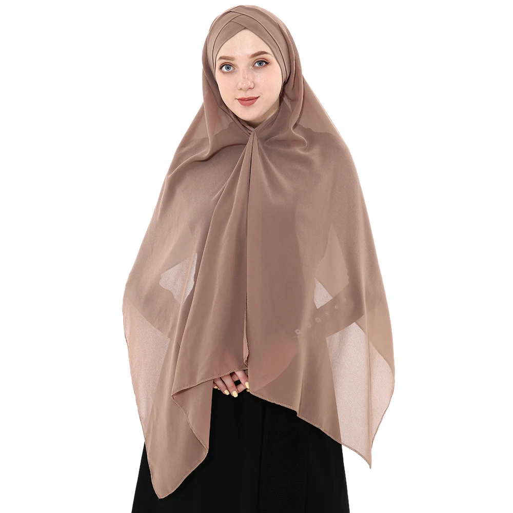 Летние Для женщин шифоновое Ready To Wear мгновенный Hijab шарф Мусульманский шифон головной платок исламские платки арабский платок