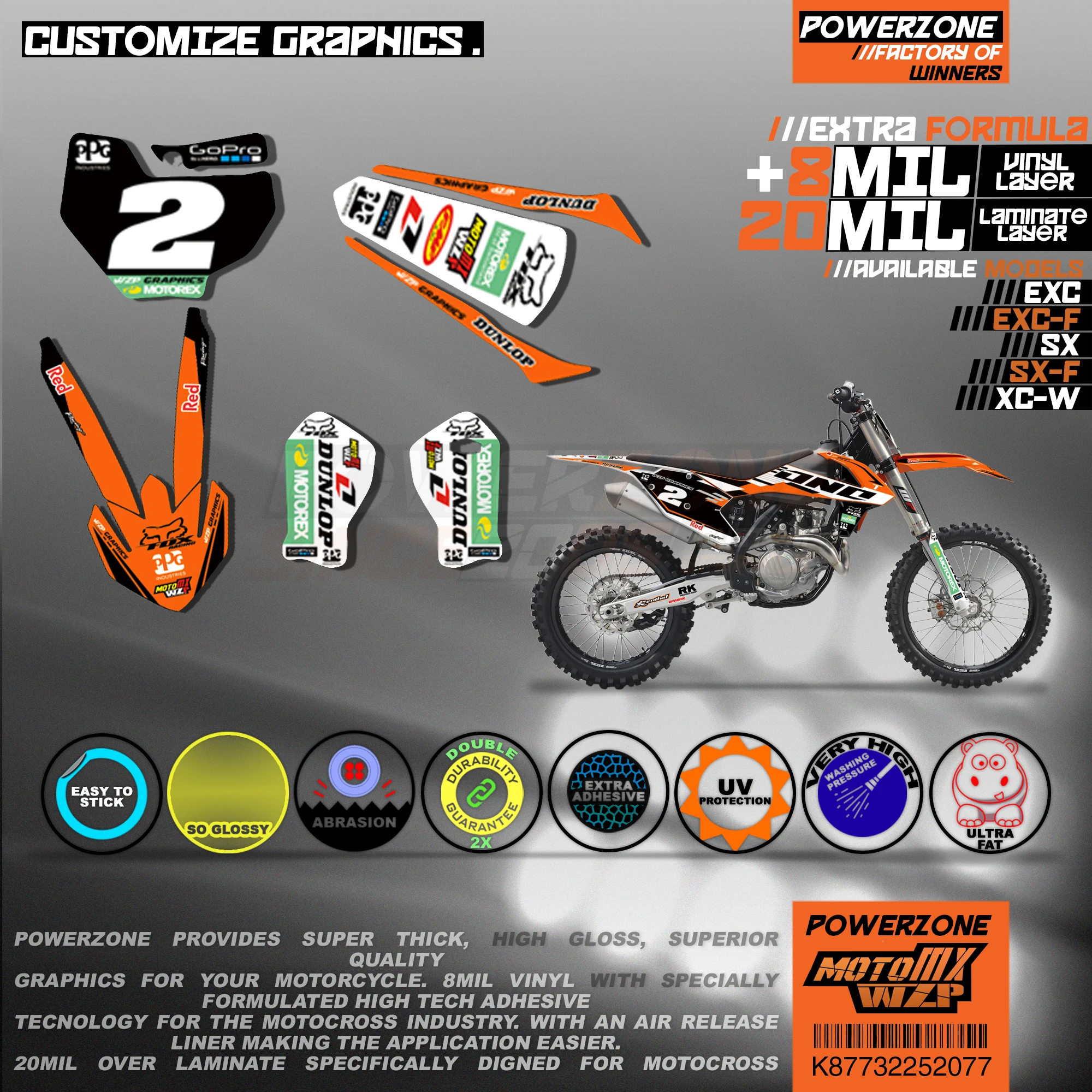 Персонализированные графические фоны PowerZone Team наклейки 3M Набор наклеек для KTM SX SXF