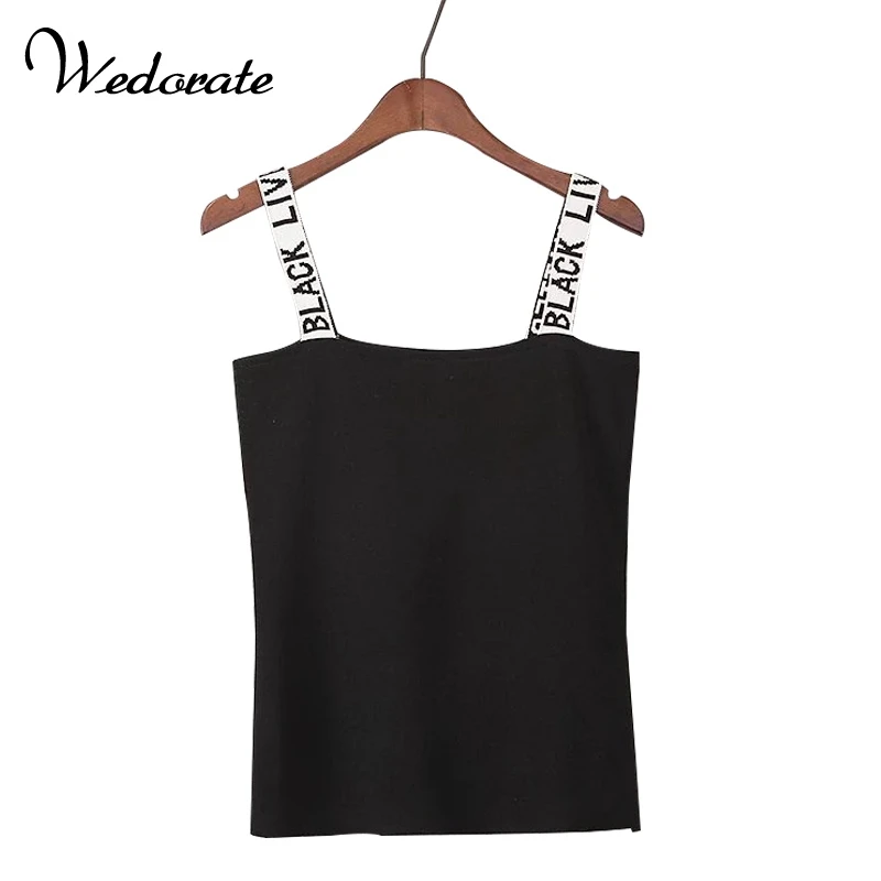 Wedorate Летний Стиль 2017 Новый Майки для Женщин Мода Письмо Трикотажные женщин Crop Топ