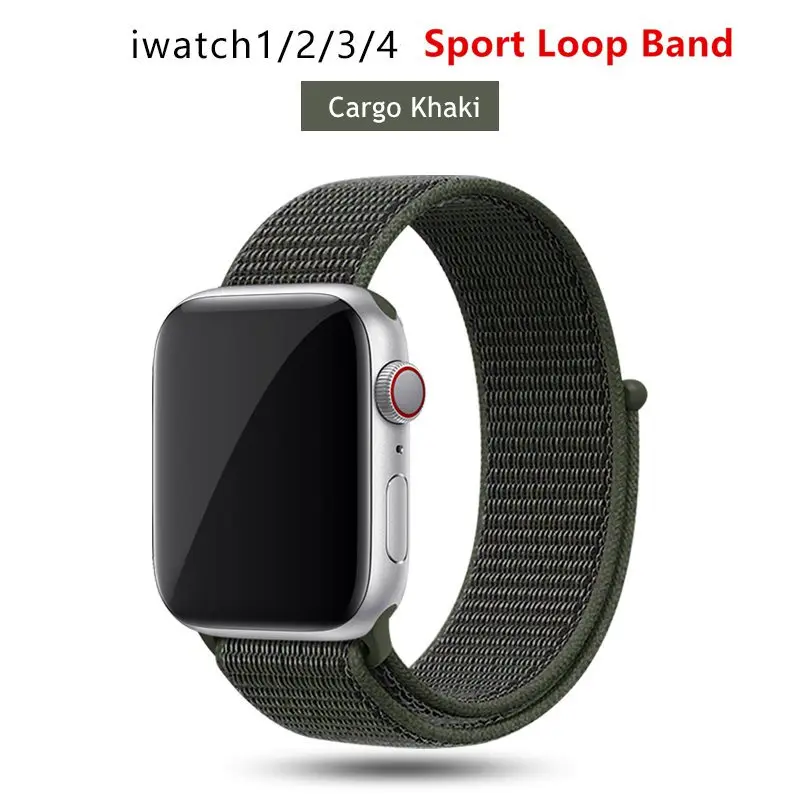 Cargo khaki Нейлоновый ремешок для Apple Watch 42 мм 38 мм iWatch 4 ремешка 44 мм 40 мм Браслет спортивная петля ремешок для часов ремень для часов дышащий 5 4 3 2 1 - Цвет ремешка: Cargo khaki