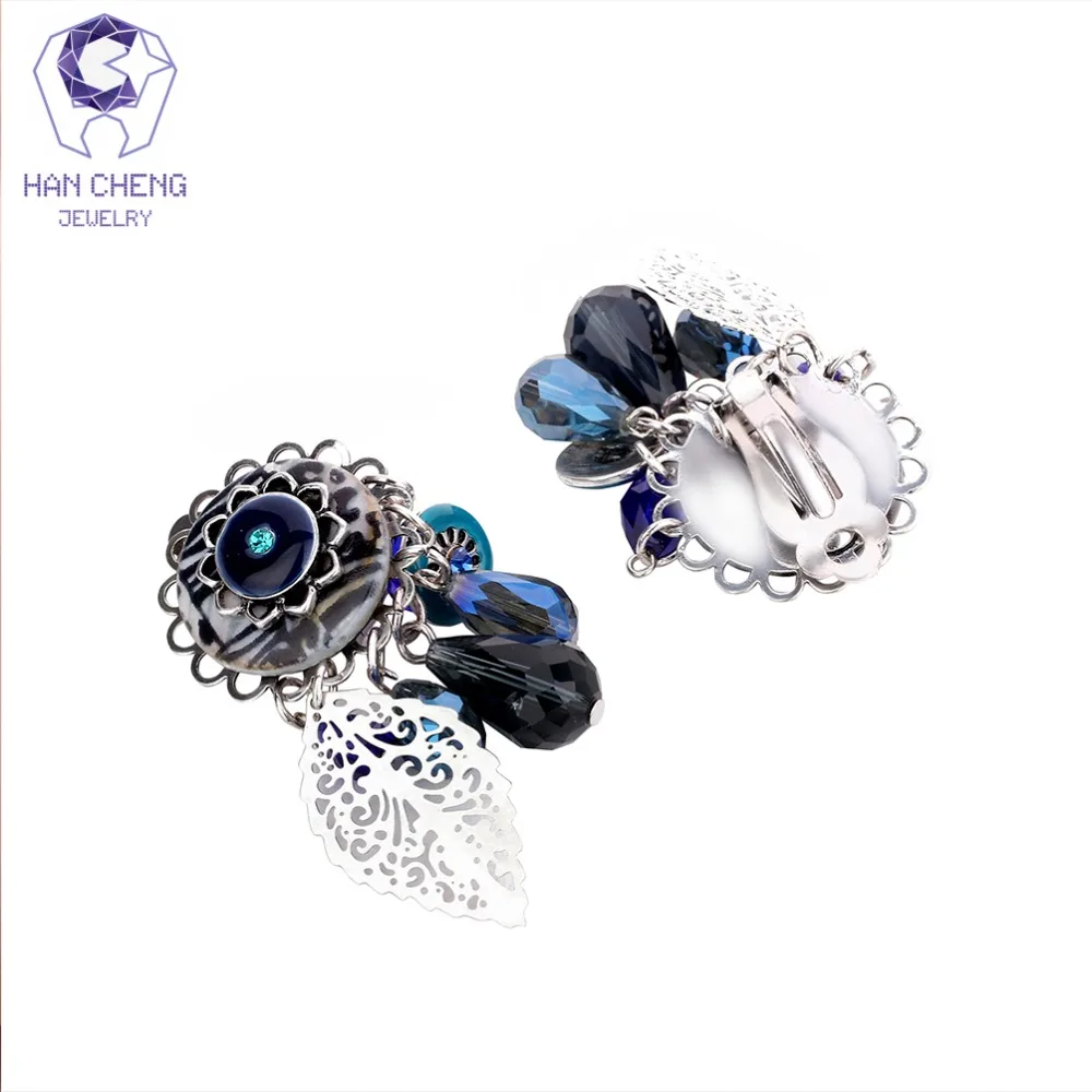 Женские богемные серьги кисточки HanCheng длинные висячие клипсы с драгоценными