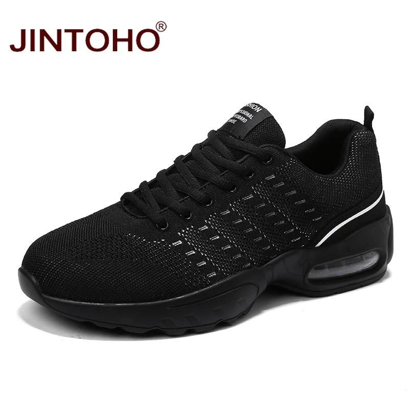 JINTOHO спортивная обувь для мужчин дышащие черные кроссовки для мужчин дешевая мужская спортивная обувь уличная прогулочная обувь мужские кроссовки - Цвет: black white