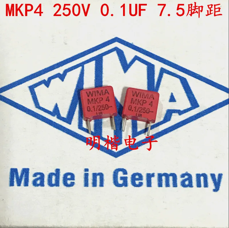 2020 Φ 10 шт./20 шт. немецкий конденсатор WIMA MKP4 250V 0 1 мкФ 104 100n P: 7 5 мм|Конденсаторы| |