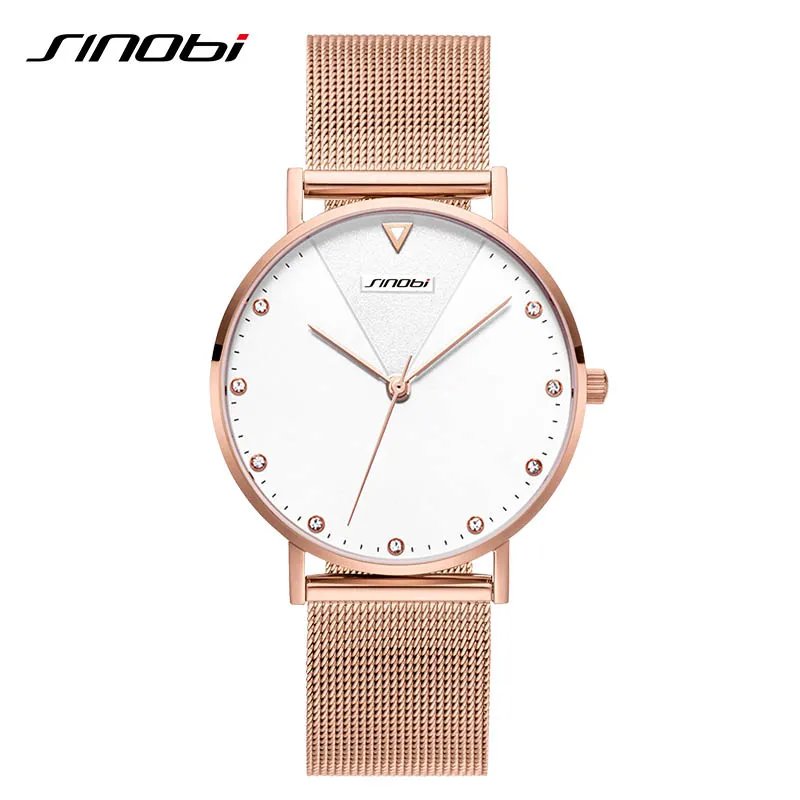 Gold white SINOBI Модные женские наручные часы с бриллиантами Топ Роскошные Кварцевые часы с кристаллами женские наручные часы золотой ремешок для часов Новинка - Цвет: Gold white