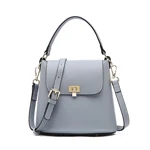 Luxury Brand Leather Women Bag Genuine Leather Lady Shoulder Bag Bucket Fashion Crossbody Bag High Quality Handbag - Цвет: Blue