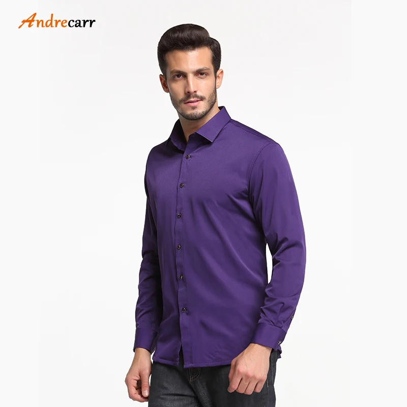 Andrecarr Черная Мужская рубашка благородный темперамент camisa social pure flannel зима