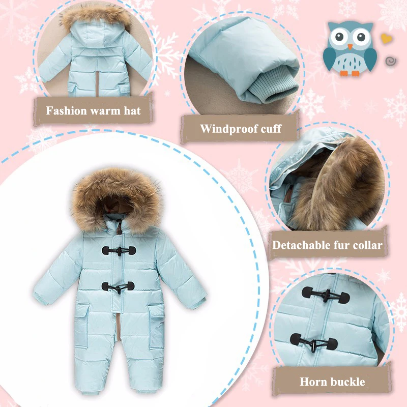 Dollplus/теплые детские зимние комбинезоны; Детский комбинезон; зимний комбинезон на утином пуху для мальчиков и девочек; Детский комбинезон; цельнокроеный комбинезон