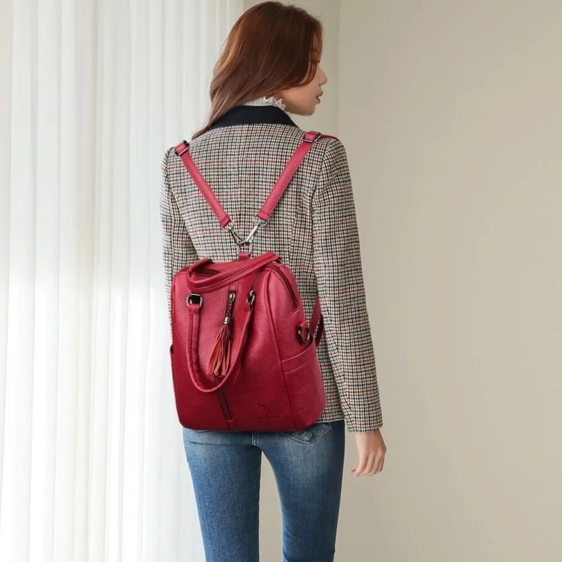 2019 многофункциональные женские кожаные рюкзаки высокое качество дорожная сумка