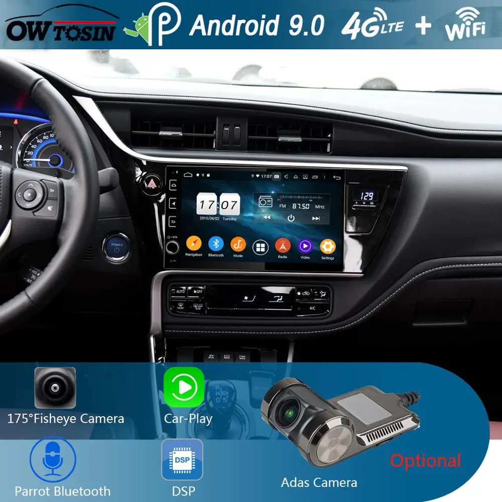 Автомобильный DVD плеер с IPS экраном 10 1 дюйма 8 ядер 4 гб + 64 Android 9 0 GPS мультимедийное