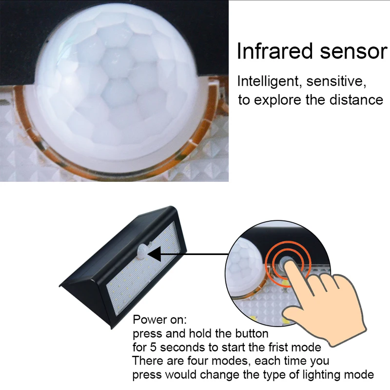 Светодиодная лампа на солнечных батареях 800LM водонепроницаемая уличная с
