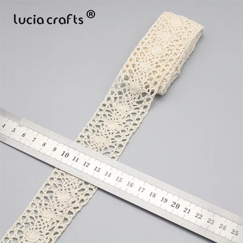 Lucia crafts 2y/6y отделка слоновой кости Хлопок крючком кружева ленты одежда швейная ткань материал DIY аксессуары ручной работы N0105