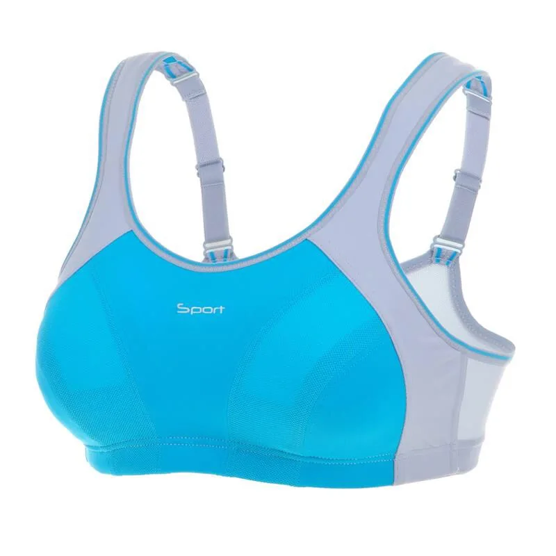 light blue 06 Женский ударопрочный спортивный бюстгальтер без косточек 32 34 36 38 40 42 B C D DD E F - Цвет: light blue 06