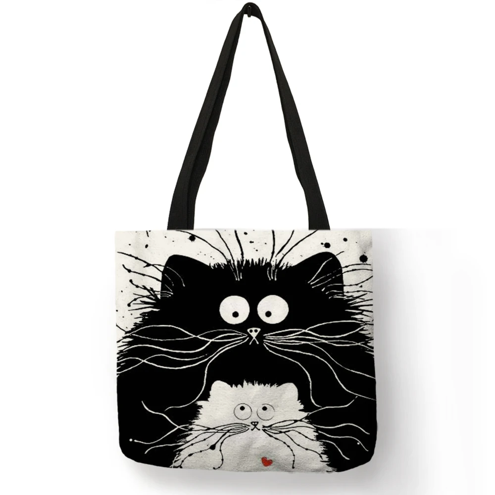 Женская сумка в простом стиле мультяшная через плечо с милым черным котом