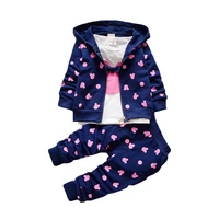 the little girls clothes autumn and winter childrens clothing suit hooded jacket t shirt trousers 3pcs cotton 1 4y