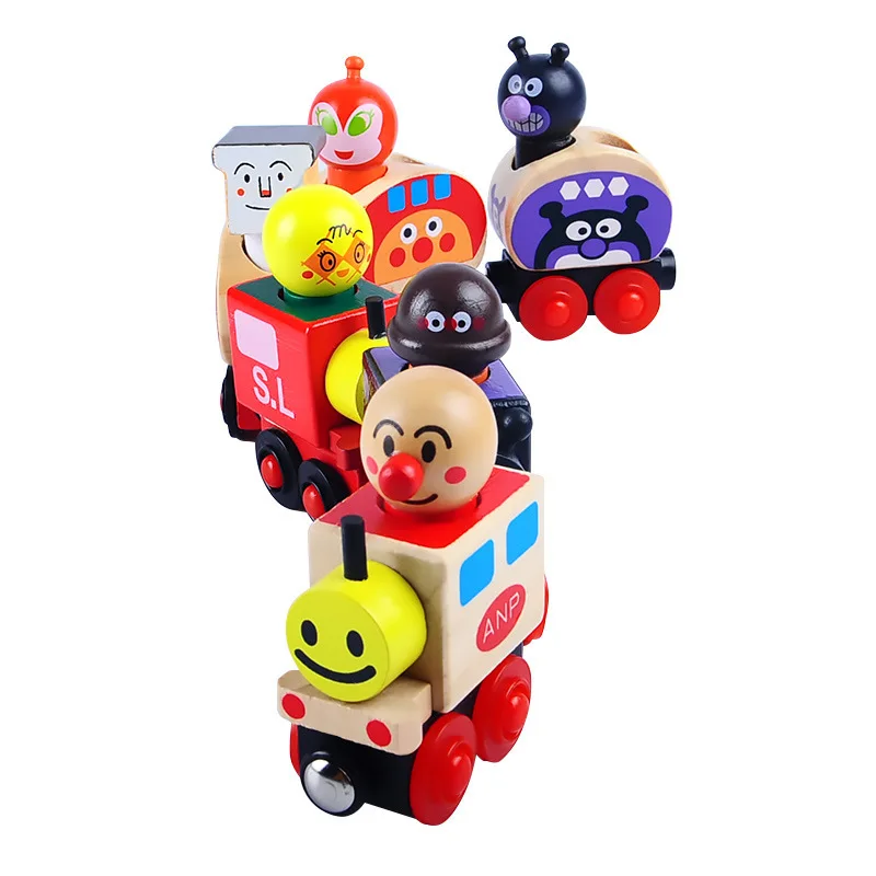 Anpanman набор поездов Магнитный фургон для перевозки людей поезд детские деревянные игрушки магнитные блоки для транспортных средств детские развивающие игрушки