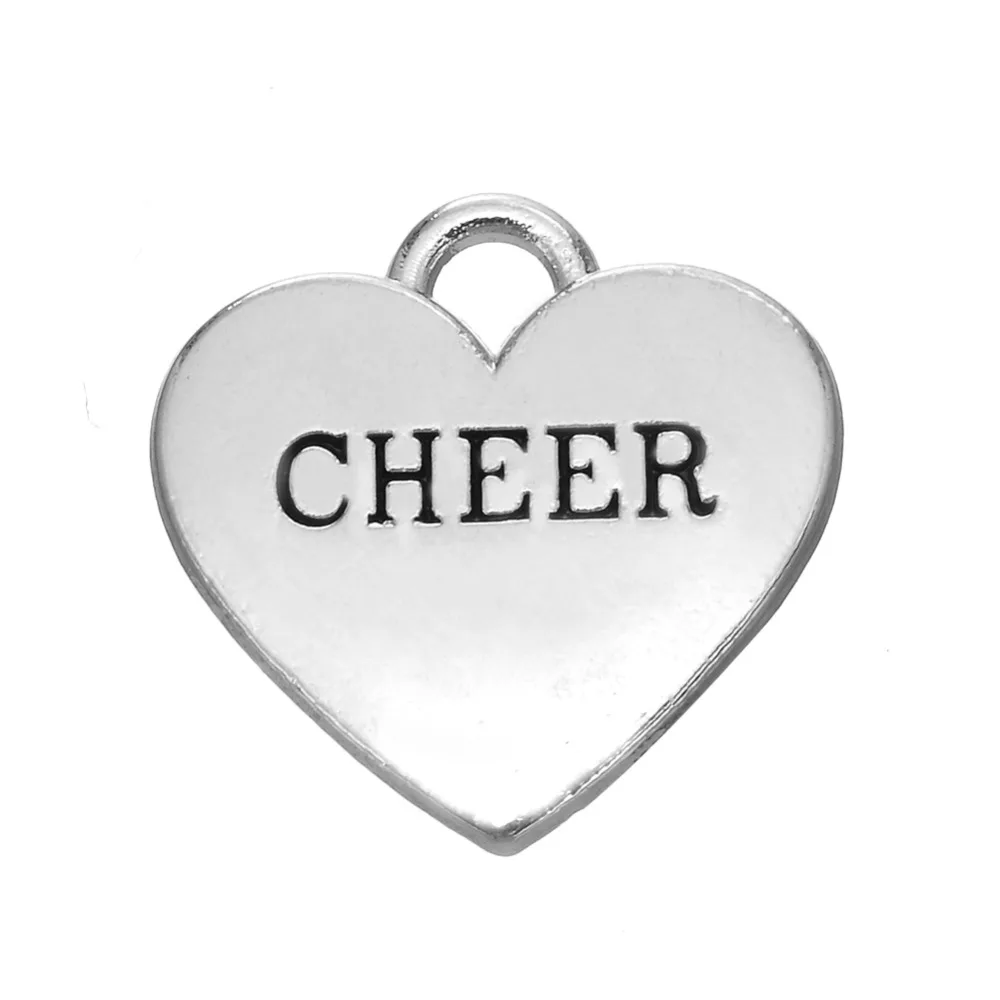 Посеребренные подвески в форме сердца 50 шт.|cheer charms|charm charmsilver plated charms |