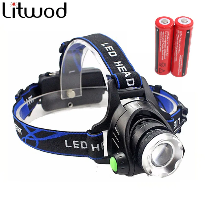 OPtion B Litwod 568D светодиодный налобный фонарь алюминиевый XM-L L2/T6 Zoom светодиодный налобный светильник головной вспышка светильник настраиваемый налобный фонарь 18650 батарея передний светильник - Испускаемый цвет: OPtion B