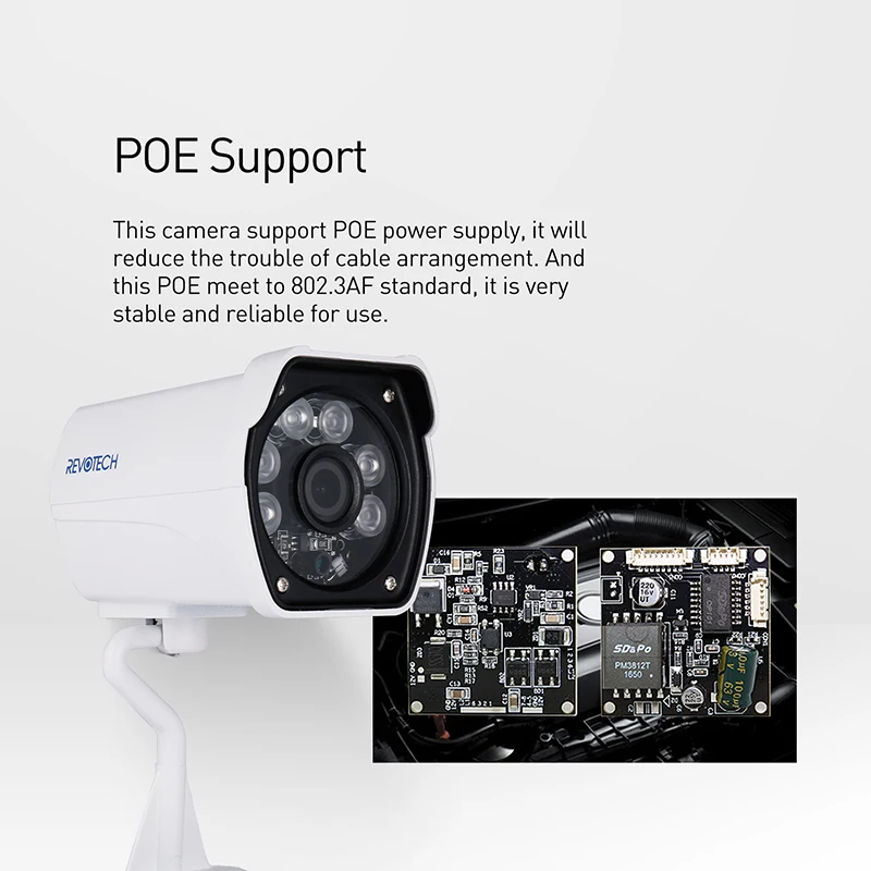 Водонепроницаемая 3MP IP камера H.265 POE 1296P / 1080P наружная светодиодная цилиндрическая