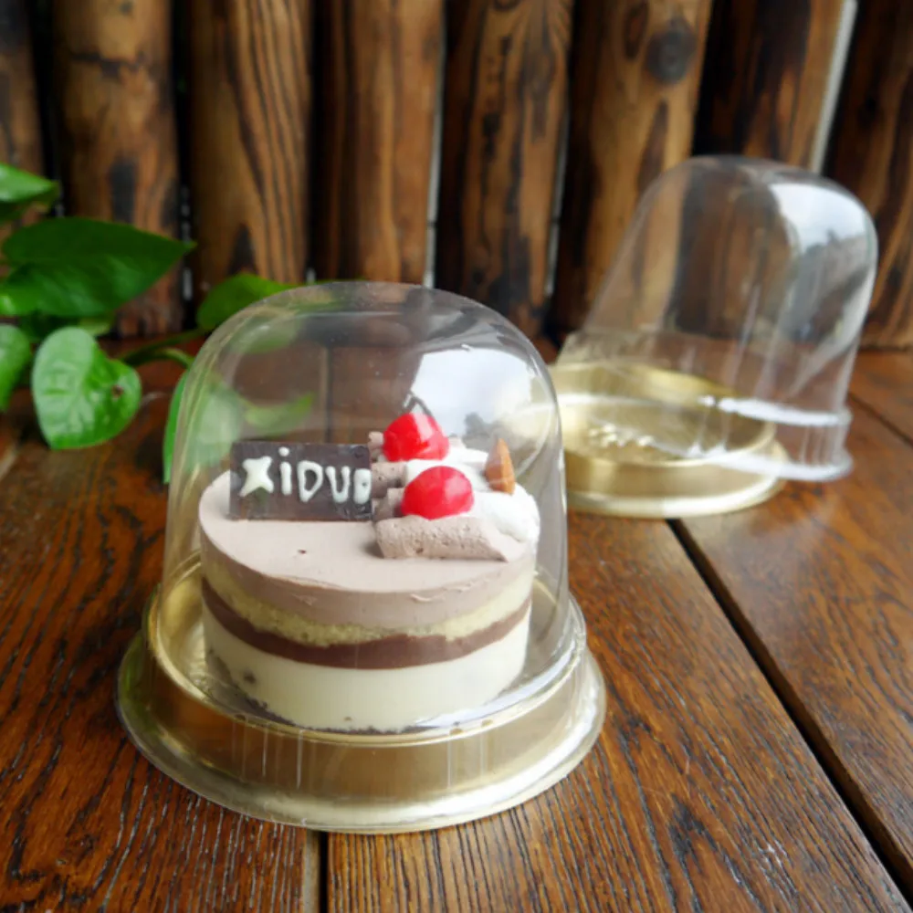Прозрачная золотая коробка для торта, прозрачный Круглый мусс, пластиковые коробки для торта с крышкой, 3 дюйма, товары для свадебной вечеринки, 50 шт./лот