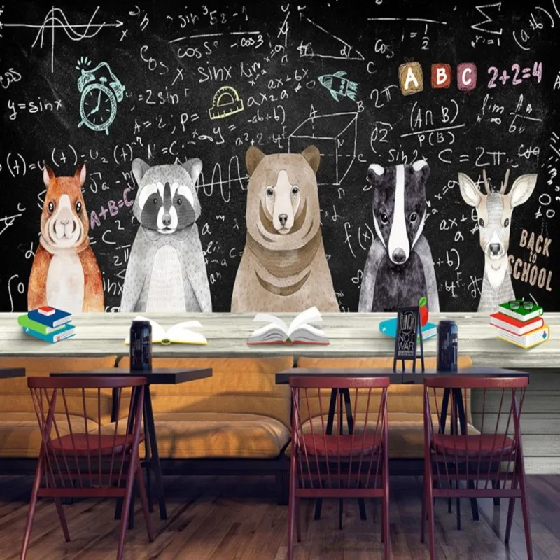 

Dropshipping Fatman Kids Wallpaper 3D Mural Wallpaper Modern Nordic Cute Animal Classroom Painting Bedroom Papier Peint Enfant