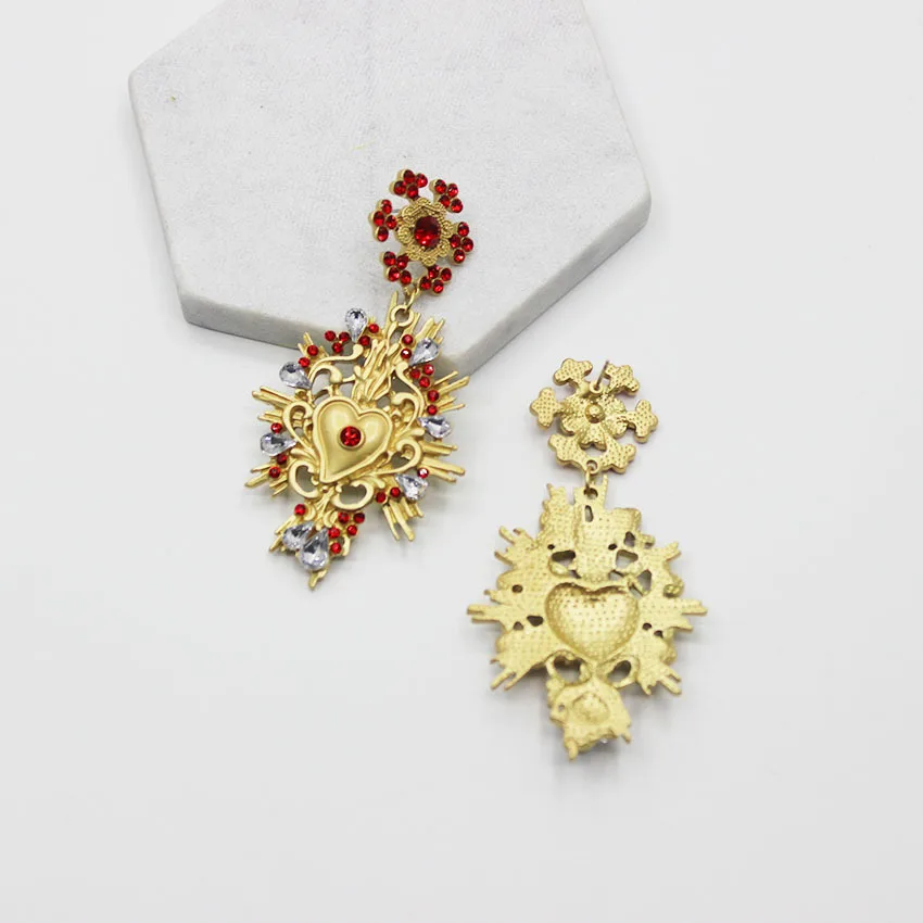 Европейская мода, роскошное барокко, красное, винтажное, массивное, драгоценный камень, кристалл, роскошные женские серьги, подарки 370