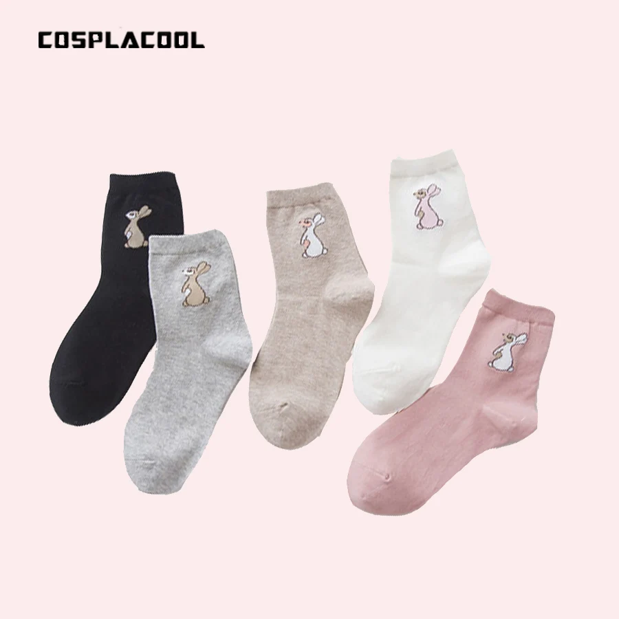 Новые носки [COSPLACOOL] женские хлопковые с милым мультяшным Кроликом осенне зимние