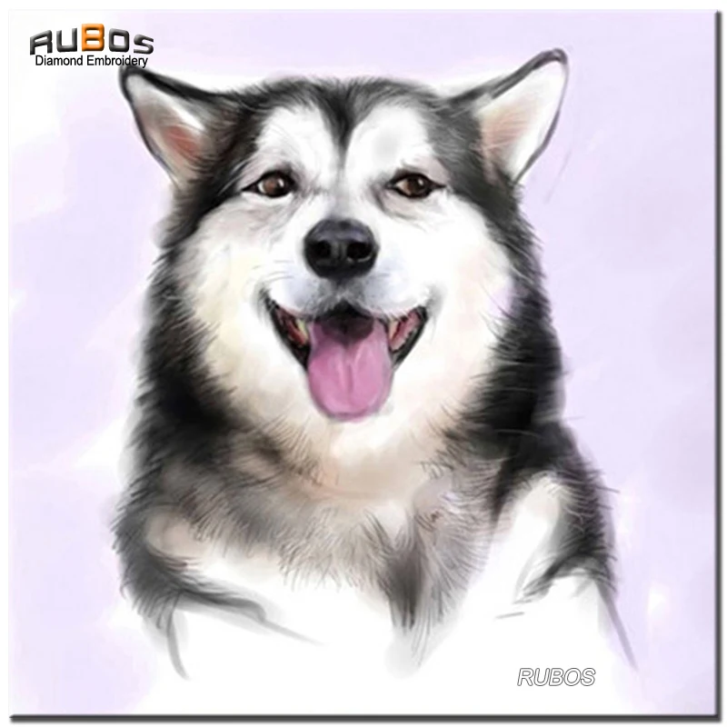 Рубос DIY 5D алмазная вышивка Alaskan Malamute собака Алмазная картина горный хрусталь с
