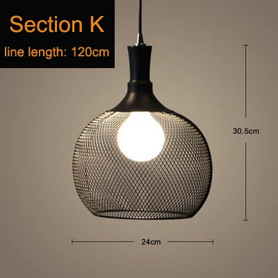 Section K with bulb Ретро промышленный ветер железная клетка люстра бар Лофт творческая личность ресторан кафе/бар/окно/Лофт люстра - Цвет корпуса: Section K with bulb