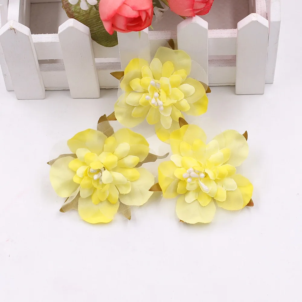 yellow 10 шт. 6 см шелк искусственный цветок вишни свадебные декоративные ручной работы цветок DIY орех шляпа столовые приборы украшения Ремесло поддельные цветы - Цвет: yellow