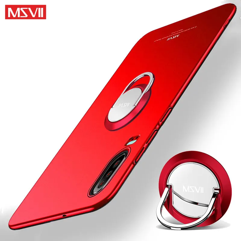 Red with Ring Huawei P30 Pro Чехол MSVII Жесткий Тонкий матовый Coque для huawei P30 случае P 30 Pro Lite автомобильный держатель чехол для huawei 30 облегченная Чехол - Цвет: Red with Ring