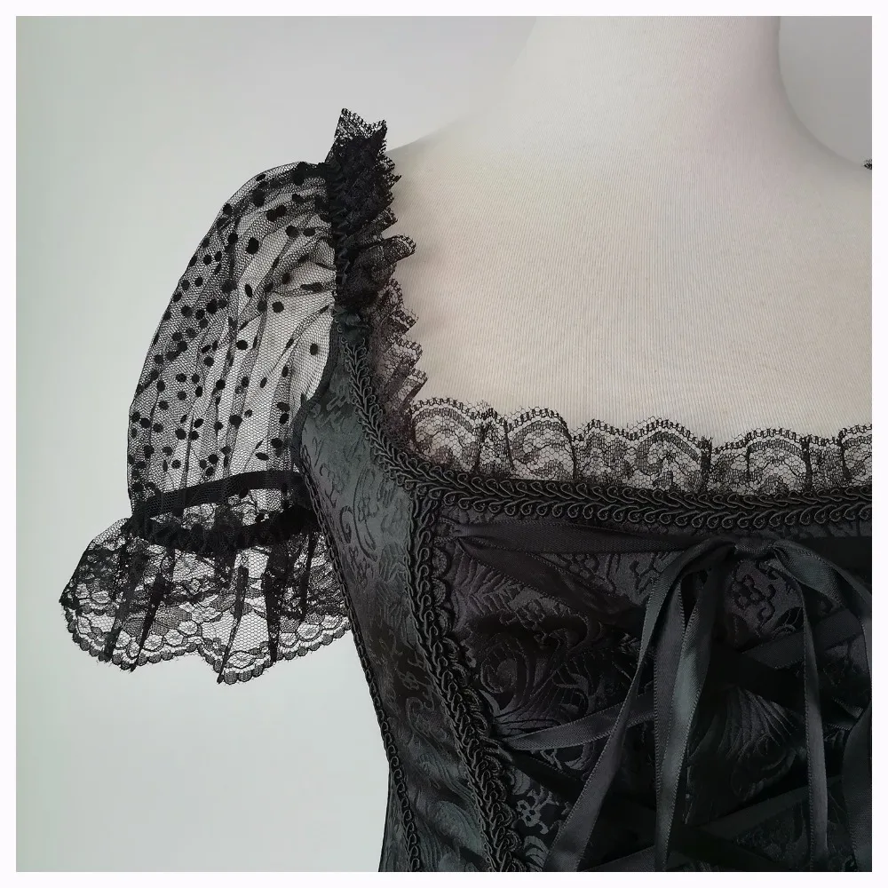 Женский корсет с кружевными буффами на рукавах черный для похудения|women corset|women