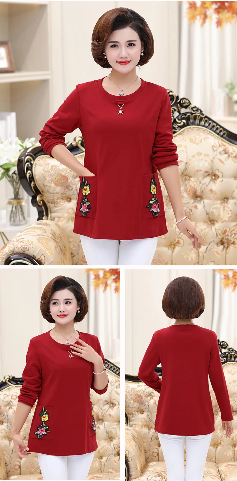 warm tops fall winter women thick long sleeves t-shirts velvet jersey plus size middle age mother shirt pulloves bottoming shirt