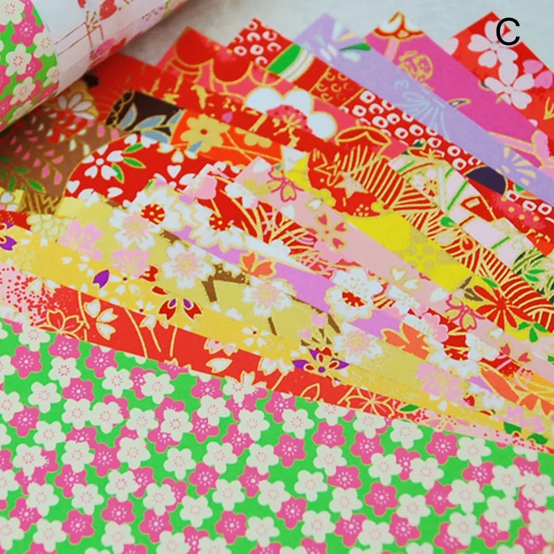 Style C 10.5x10.5cm 20pcs/pack Japanese style Gold Lines Flower Paper Crane Decorative Environmental Materia Diy Kids Origami Paper Scrapbook Decor - Цвет: Style C 10.5x10.5cm