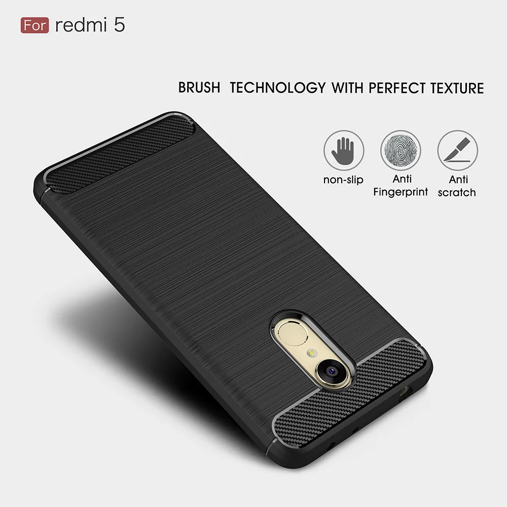 Luxury Soft Cases Xiaomi Redmi 5 Carbon Fiber Smartphone Case for Plus Shockproof Celular Back Capa |
