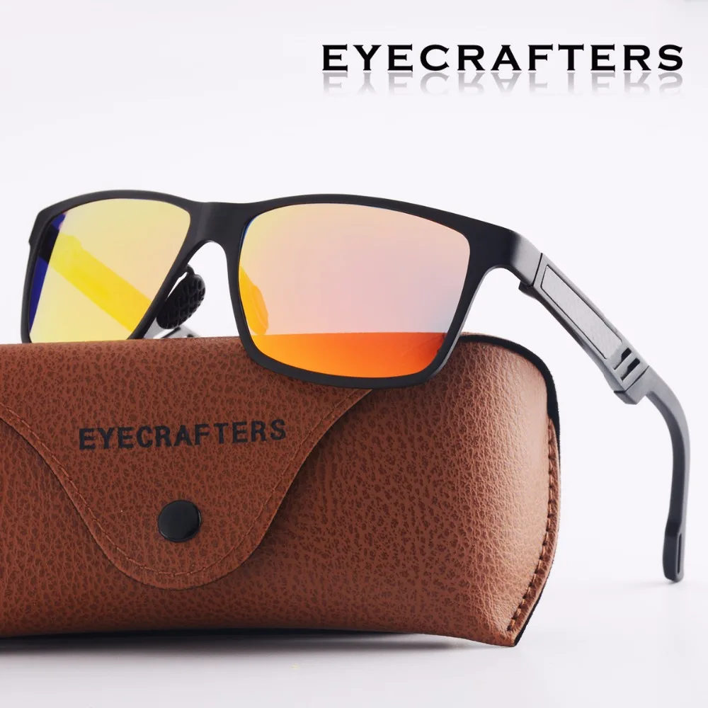 Мужские зеркальные солнцезащитные очки Eyecrafters коричневые дизайнерские