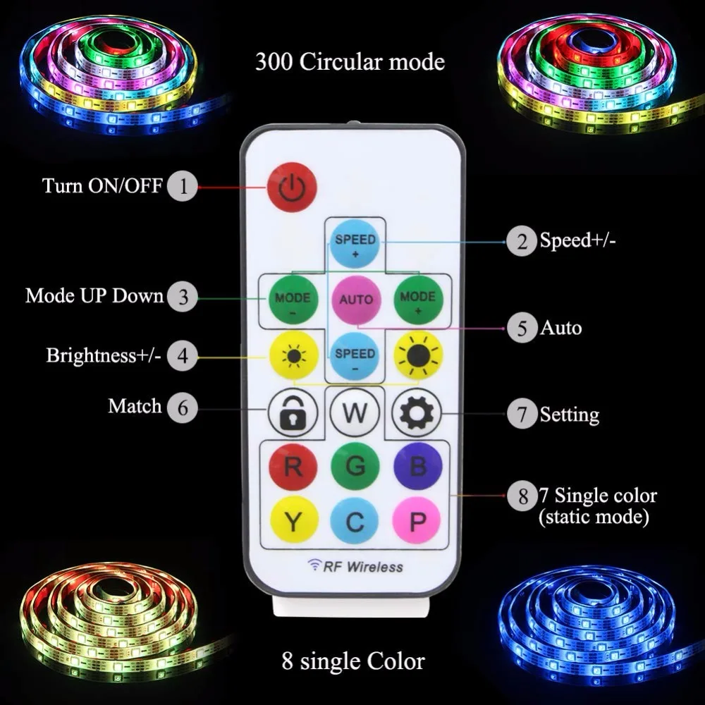 Светодиодные ленты 5v USB ws2812b ws2812 IC RGB Chase эффект для подсветки светильник s пульт