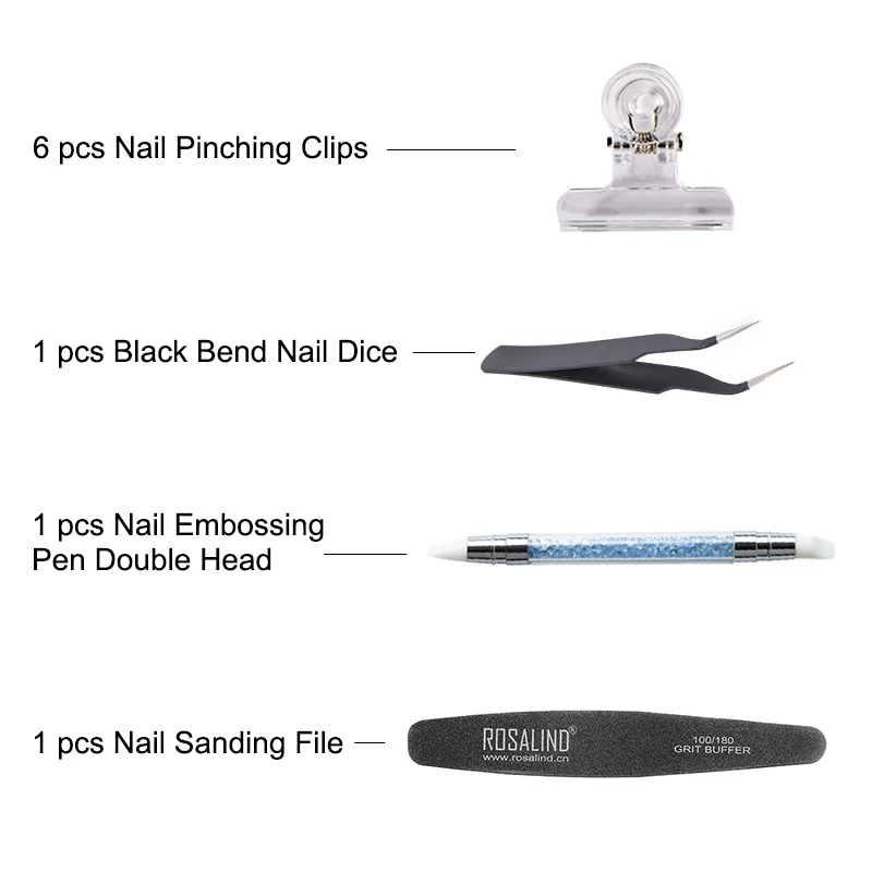 Комплект гель лака ROSALIND из стекловолокна для наращивания ногтей комплект 10/20 шт.