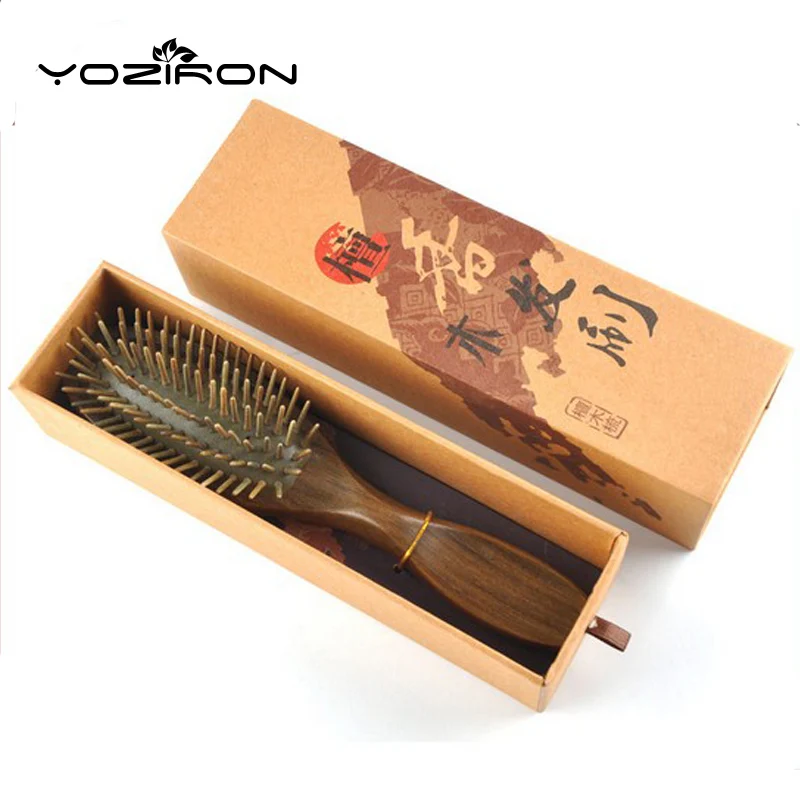 Уход за волосами зеленый сандалового дерева деревянные расчески Air сумка Щетка