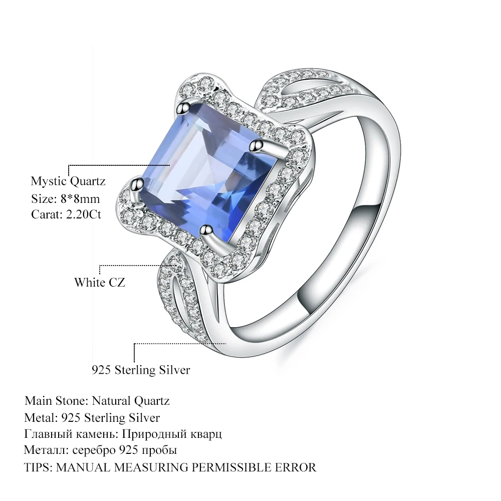 Gem's Ballet 2.2Ct Natural Iolite Blue Mystic Quartz Gemstone Ring 925 Sterling Silver For Women Engagement Rings Fine Jewelry |
