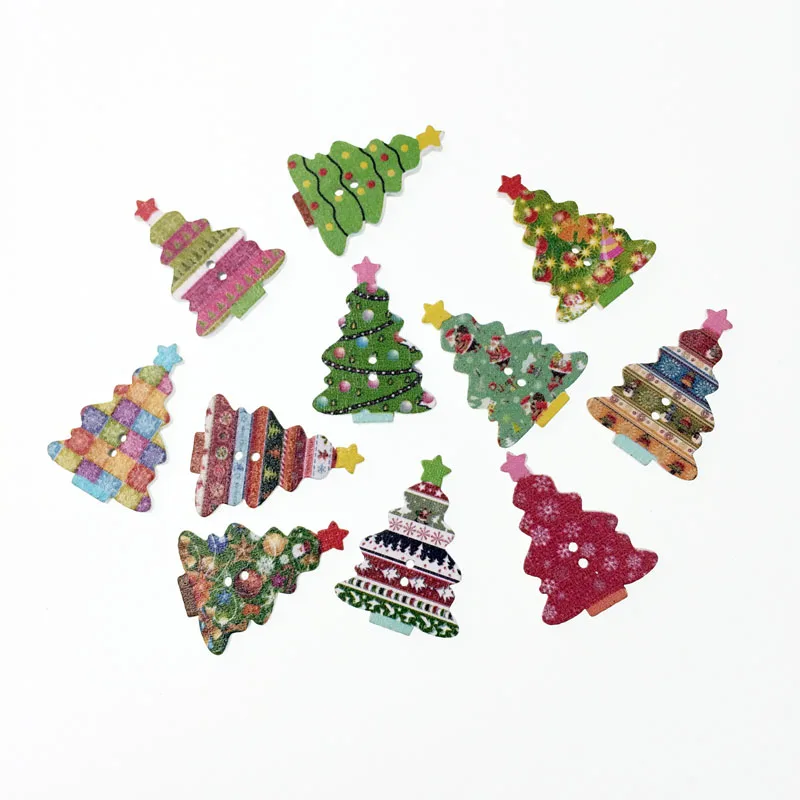 50 шт. Необычные объемные смешанные елочные деревянные пуговицы аксессуары для