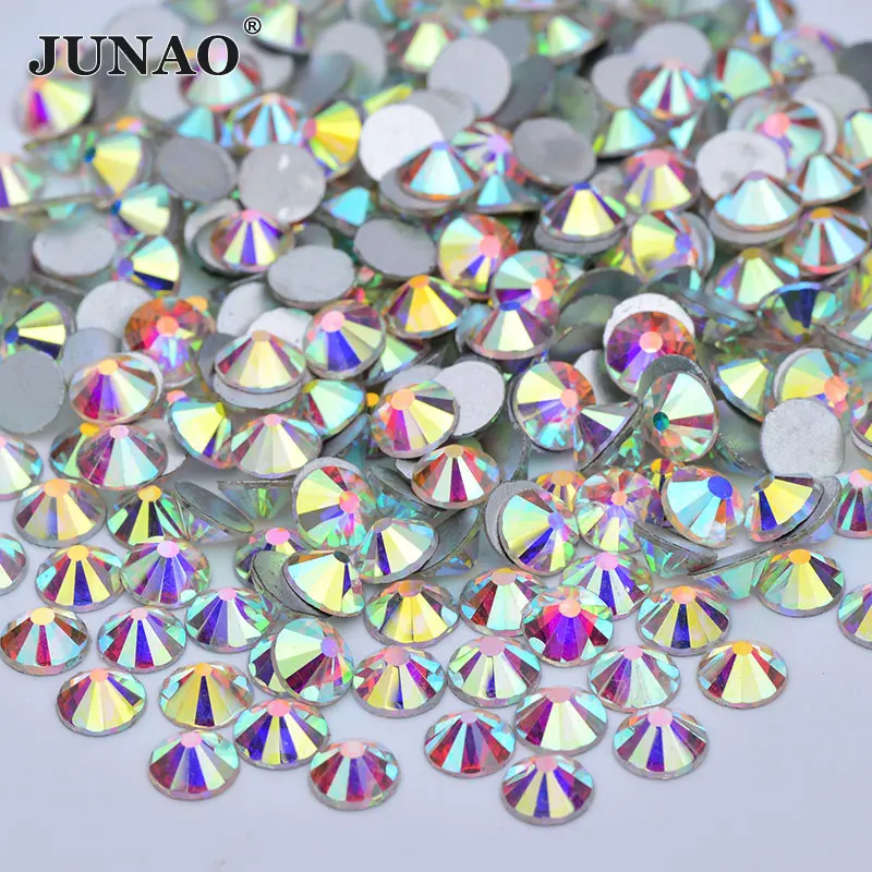 JUNAO SS3 6 10 12 16 20 30 50 Блестящий Кристалл AB аппликация из стеклянных страз круглый дизайн ногтей Украшение Flatback Кристалл Стразы Ремесло