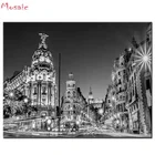 Алмазная вышивка 5d сделай сам, черно-белый город Мадрид в ночное время в Испании, Главная улица, старинная Алмазная вышивка