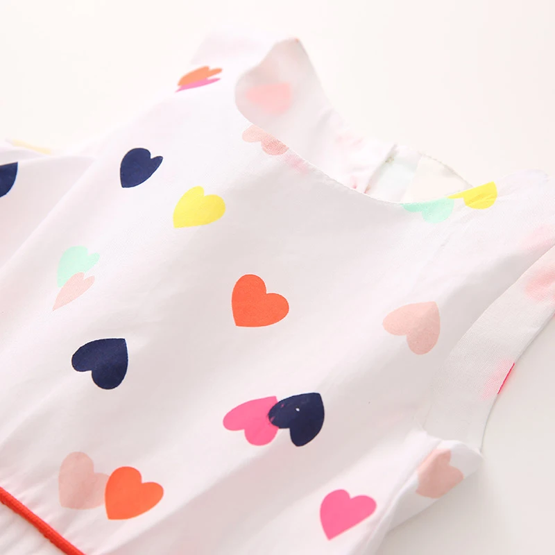 Baby Girl Dress Heart Print Summer Princess party Kids Clothing 2t-7 | Детская одежда и обувь