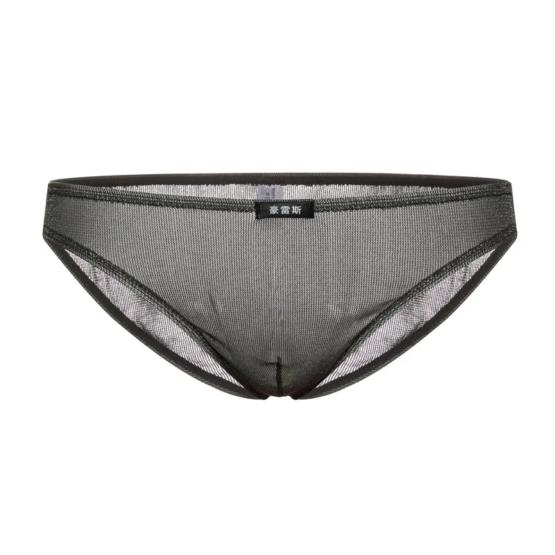 6PCS Sexy Briefs Men Underwear Bright Color Mesh Brief Transparent Men's Sexy U Convex Lingerie Underwear Gay Gauze Cueca Briefs