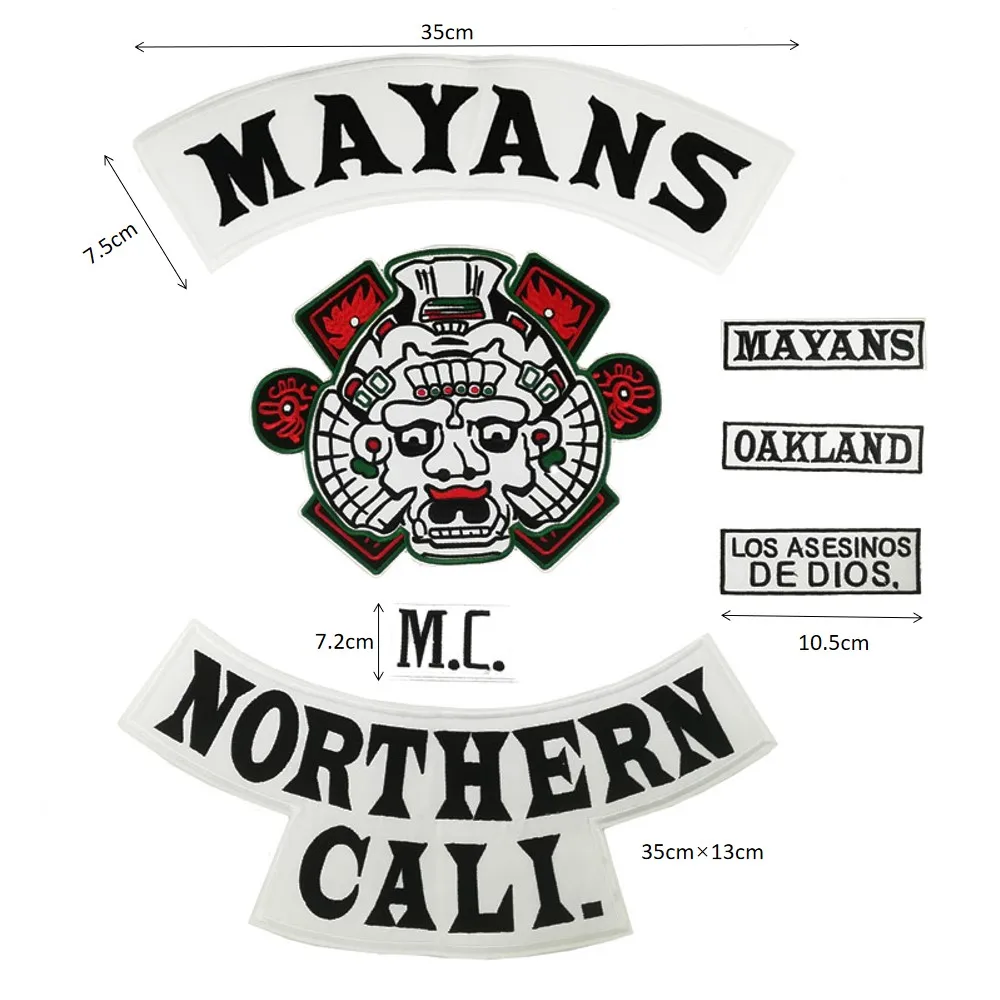 13," Mayans Northern Cali patch Giant Outlaw мотоциклетные нашивки для мотоциклистов Байкерская кожаная куртка сзади ТВ костюм косплей
