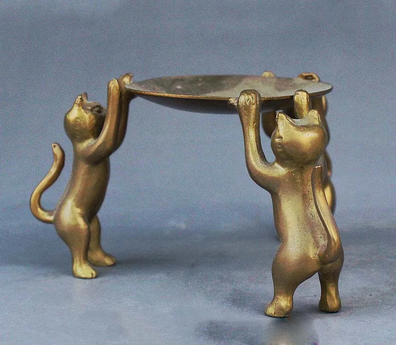 Китайский тибетский Латунный Подсвечник с масляной лампой для животных 3 статуя