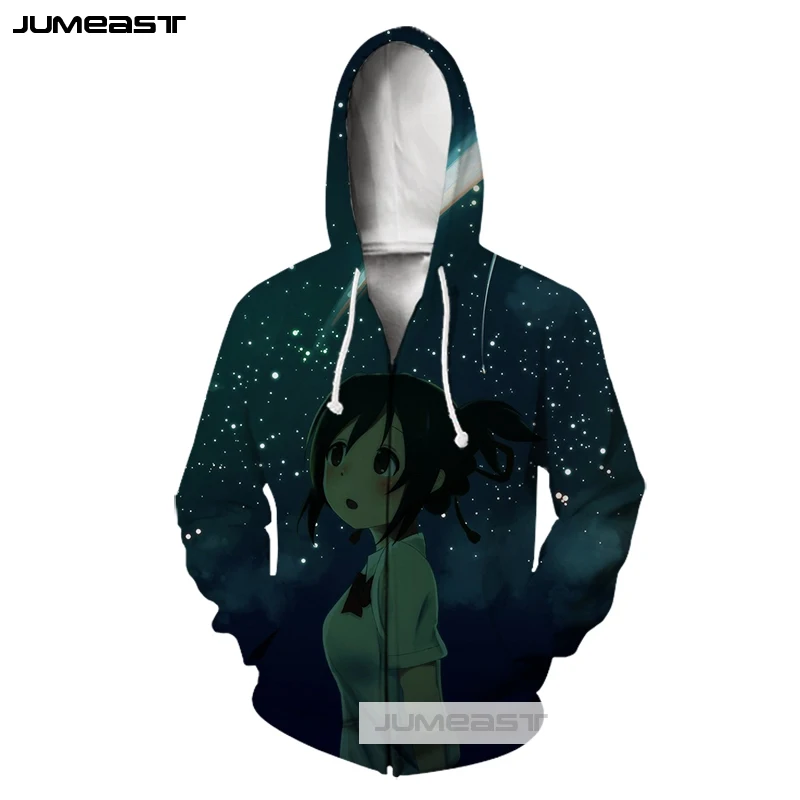Бренд Jumeast 3D принт японское аниме ваше имя Мужская/Женская толстовка на молнии