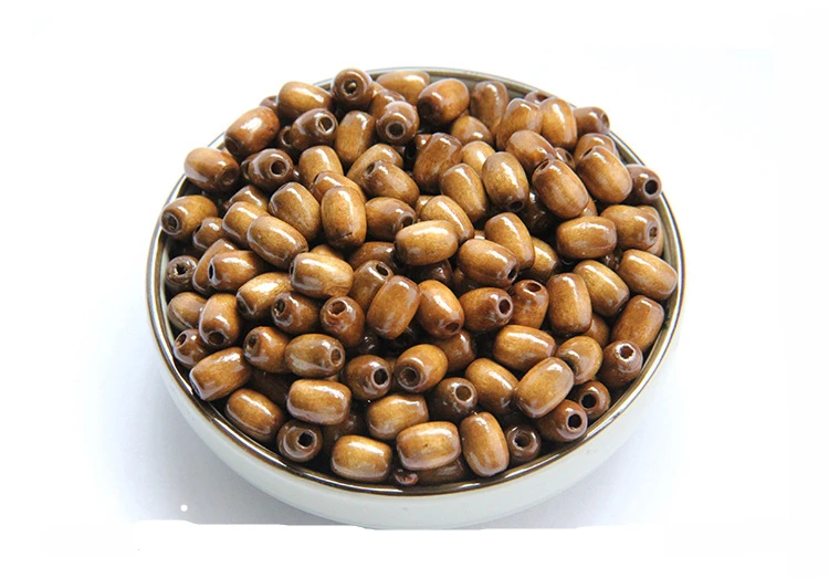 100 шт./лот 7x10 мм бусины из натурального дерева с большим отверстием DIY